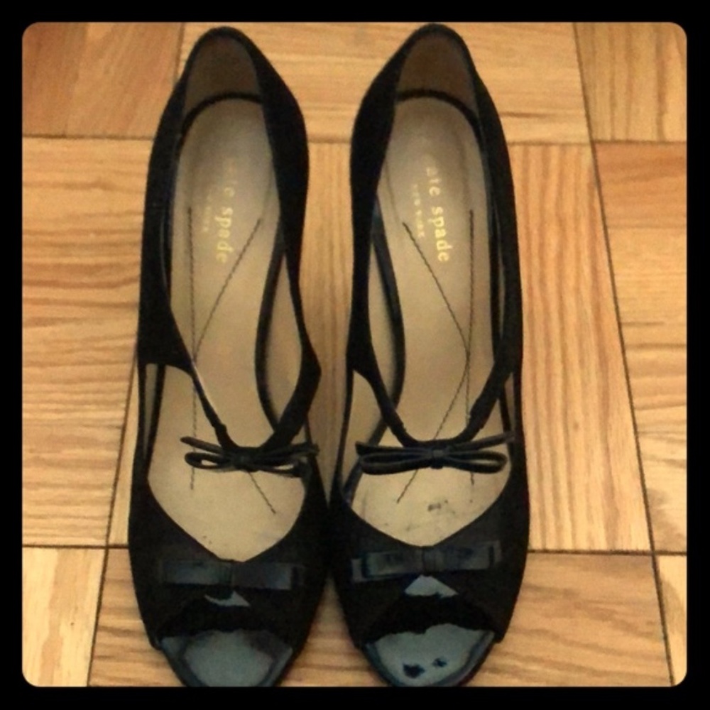 Kate Spade Black Heels with Peep Toe and Bow